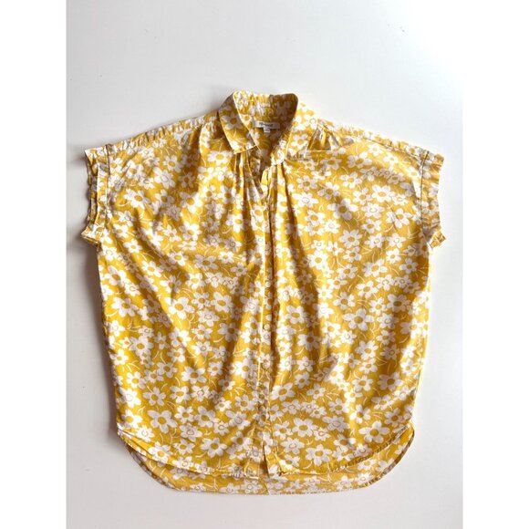 MADEWELL Central Retro Yellow Floral Cotton Poplin Oversized Shirt, Size XS - Picture 6 of 12